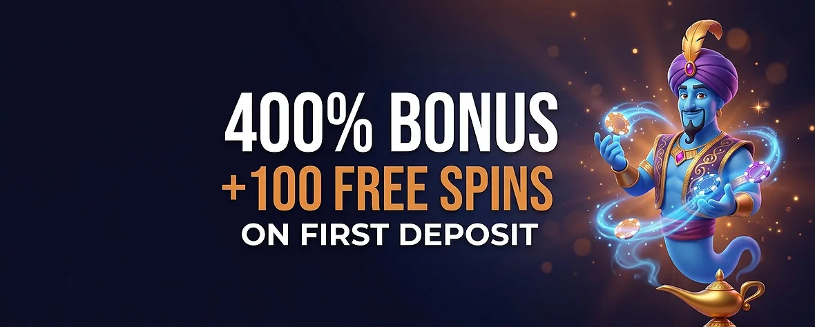 Golden Genie welcome offer: 400% bonus plus 100 free spins on first deposit
